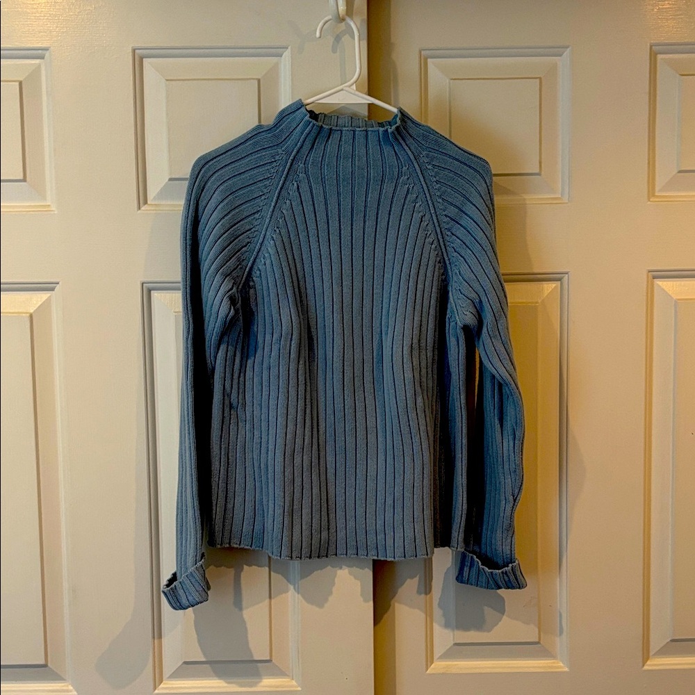 Jones Wear Blue Ribbed Women's Turtleneck Sweater